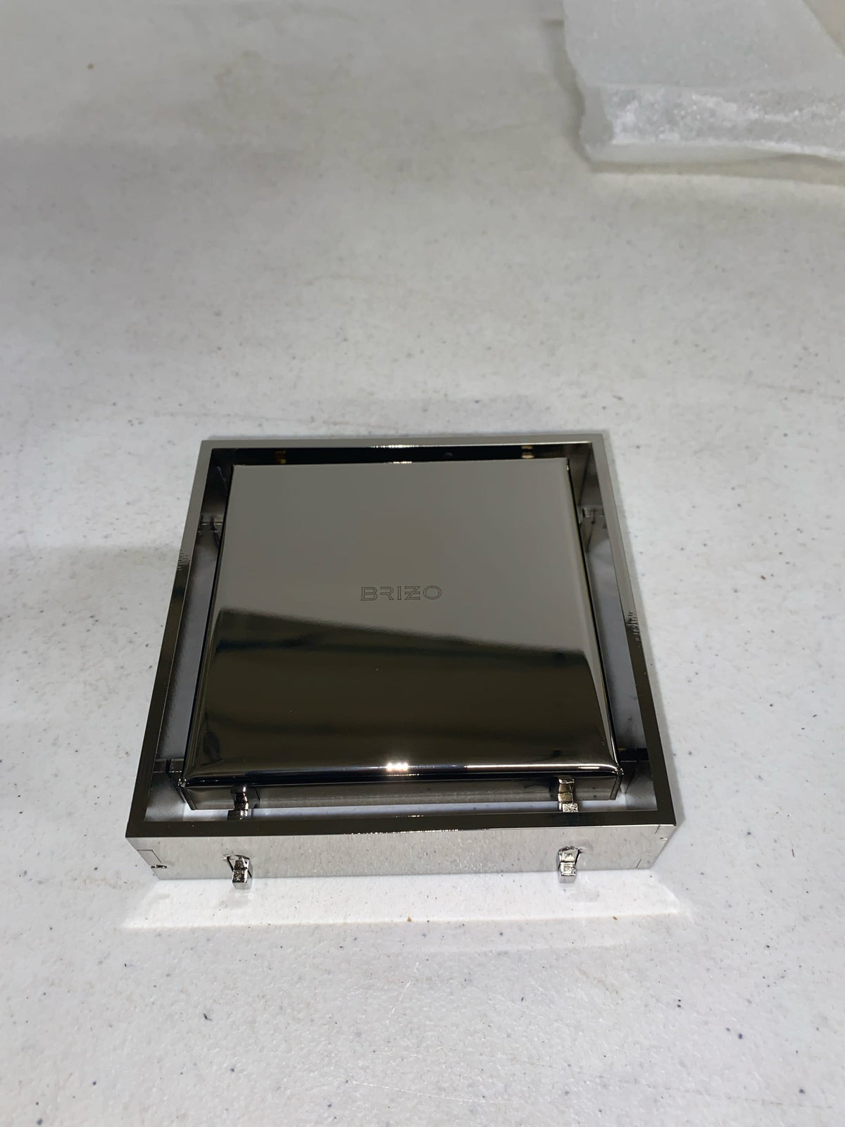 Brizo BT062418-PN 4" Square Tile Drain with Dual Grate Installation - Less Rough In - Brilliance Polished Nickel