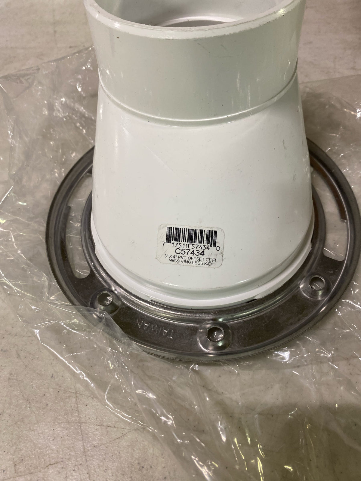 3 X 4 PVC Overall Size Closet Flange W/SS Ring Less Knockout