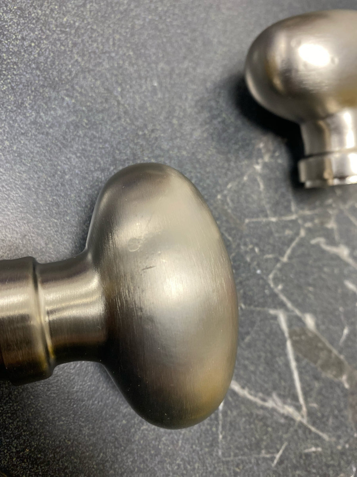 Baldwin 5225056FD Egg Reversible Non-Turning Two-Sided Dummy Door Knob Set with Classic Rosette from the Estate Collection - Lifetime Satin Nickel