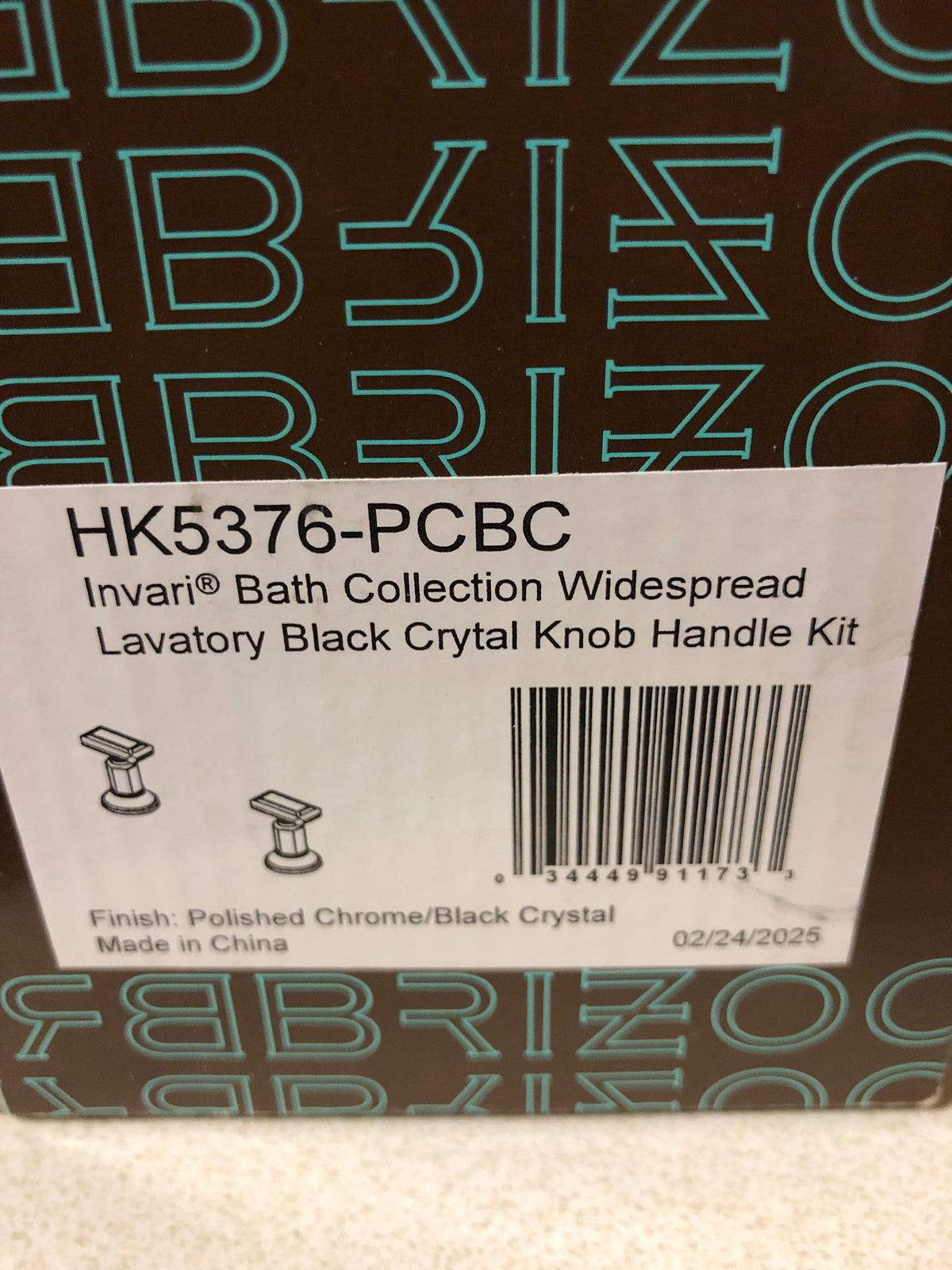 Brizo HK5376-PCBC Invari Widespread Faucet Crystal Handle Kit - Polished Chrome / Black Crystal