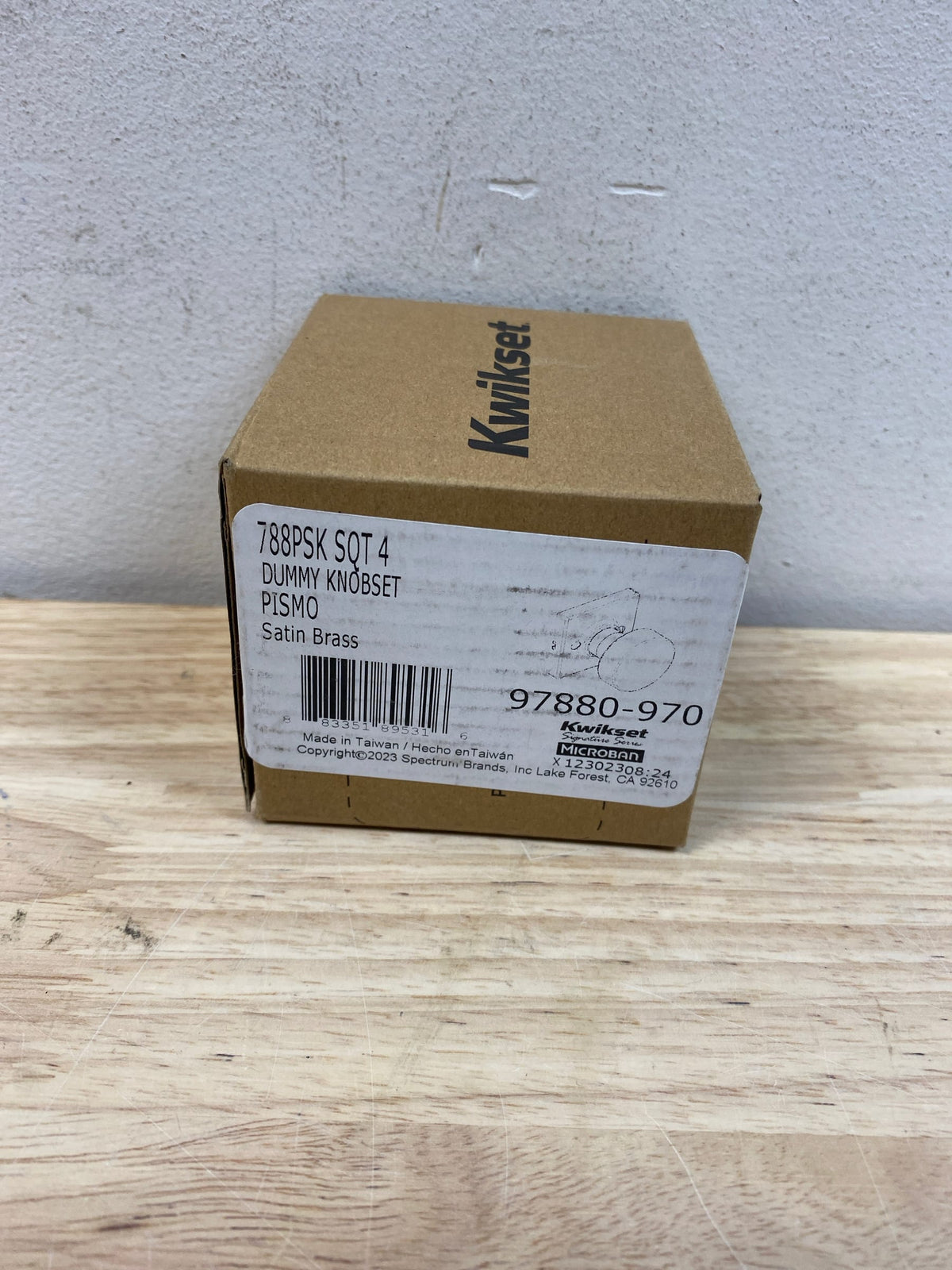 Kwikset 788PSKSQT-4 Pismo Reversible Non-Turning One-Sided Dummy Door Knob - Satin Brass
