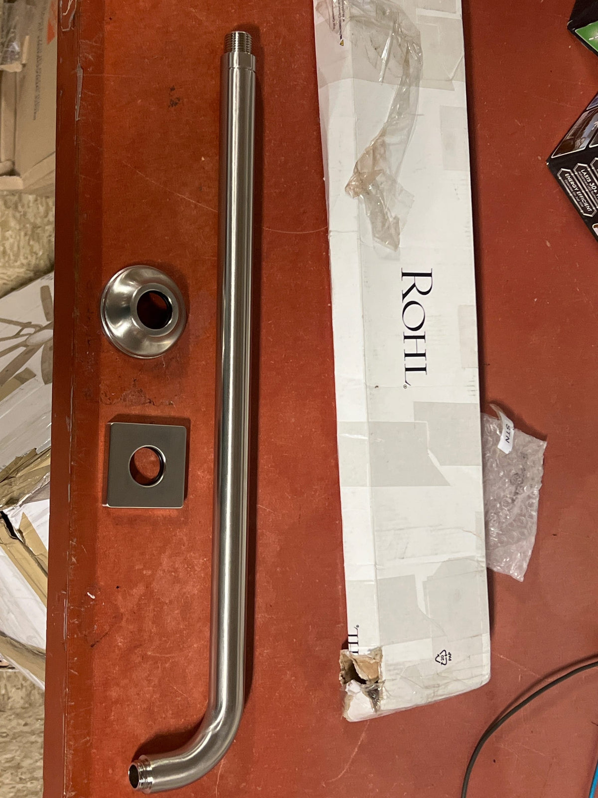 Rohl 200127SASTN 20-13/16" Wall Mounted Shower Arm and Flange - Satin Nickel