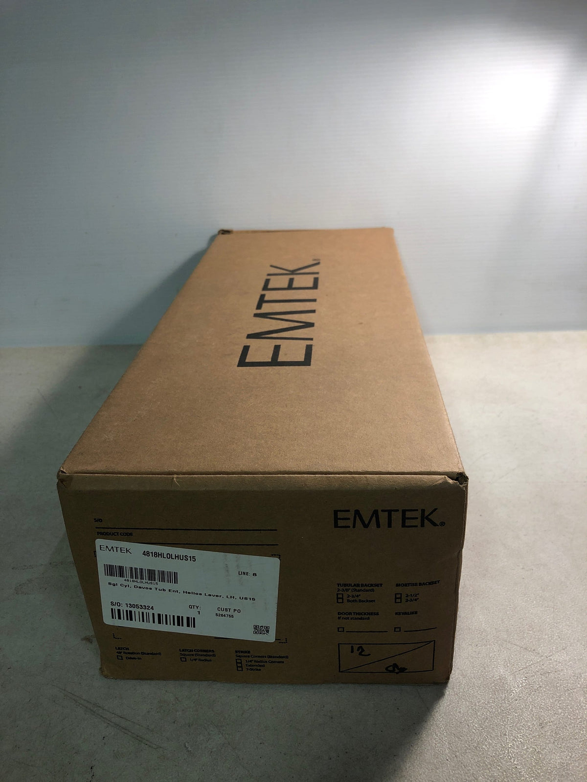 EMTEK Davos Brass Tubular Entryset with Helios Lever - Choice of Left or Right Handing - Available in 7 Finishes - 4818HLOLHUS15 - Left Handed (LH) - Satin Nickel (US15)