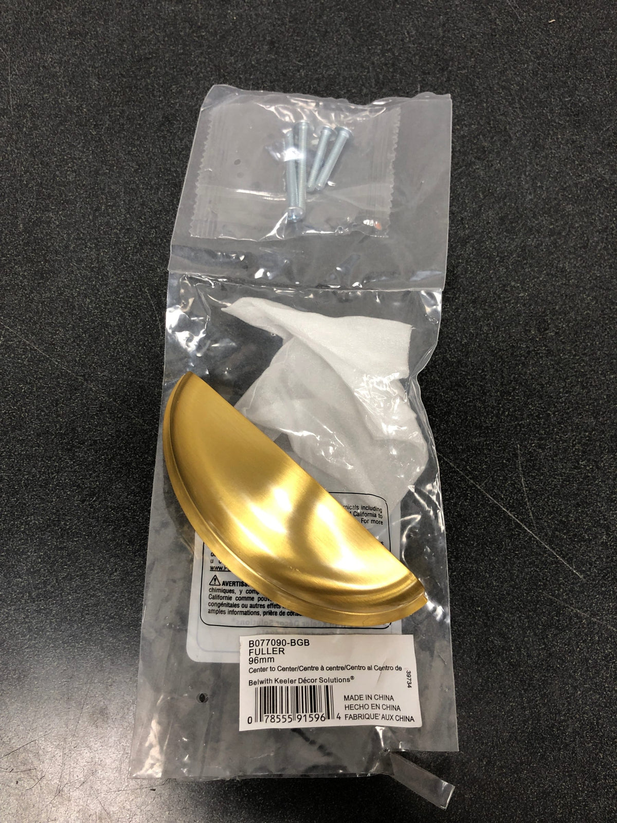 Belwith Keeler B077090-BGB Fuller 3-3/4" Center to Center Vintage Cabinet Cup Handle / Drawer Cup Pull - Brushed Golden Brass