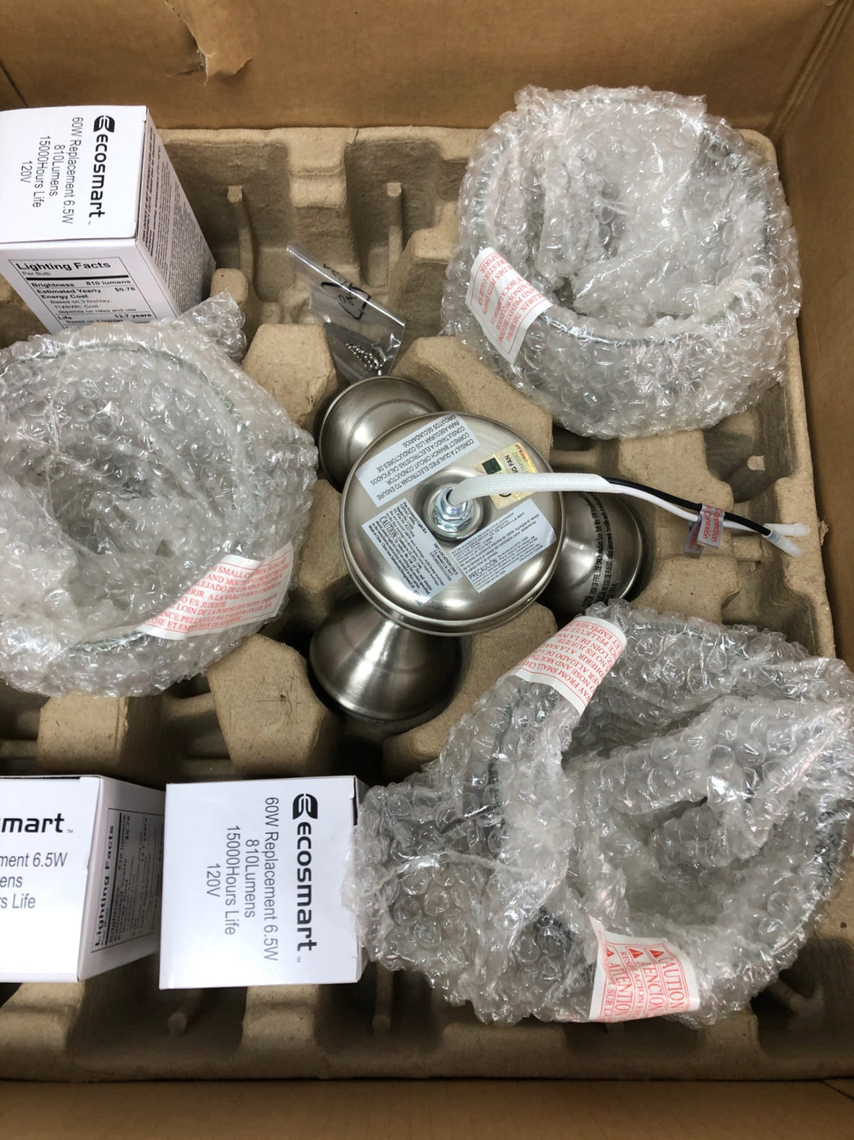 Hampton bay 52250 Rockport Universal 3-Light Brushed Nickel Ceiling Fan LED Light Kit