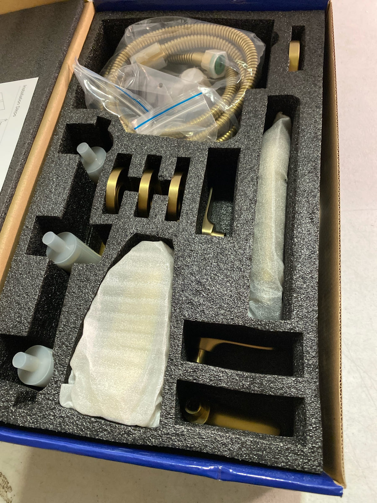 Flg SS-0250-BG Triple Handle 5-Spray Tub and Shower Faucet 1.8 GPM Dual 2-in-1 Shower System Combo Set in Brushed Gold Valve Included