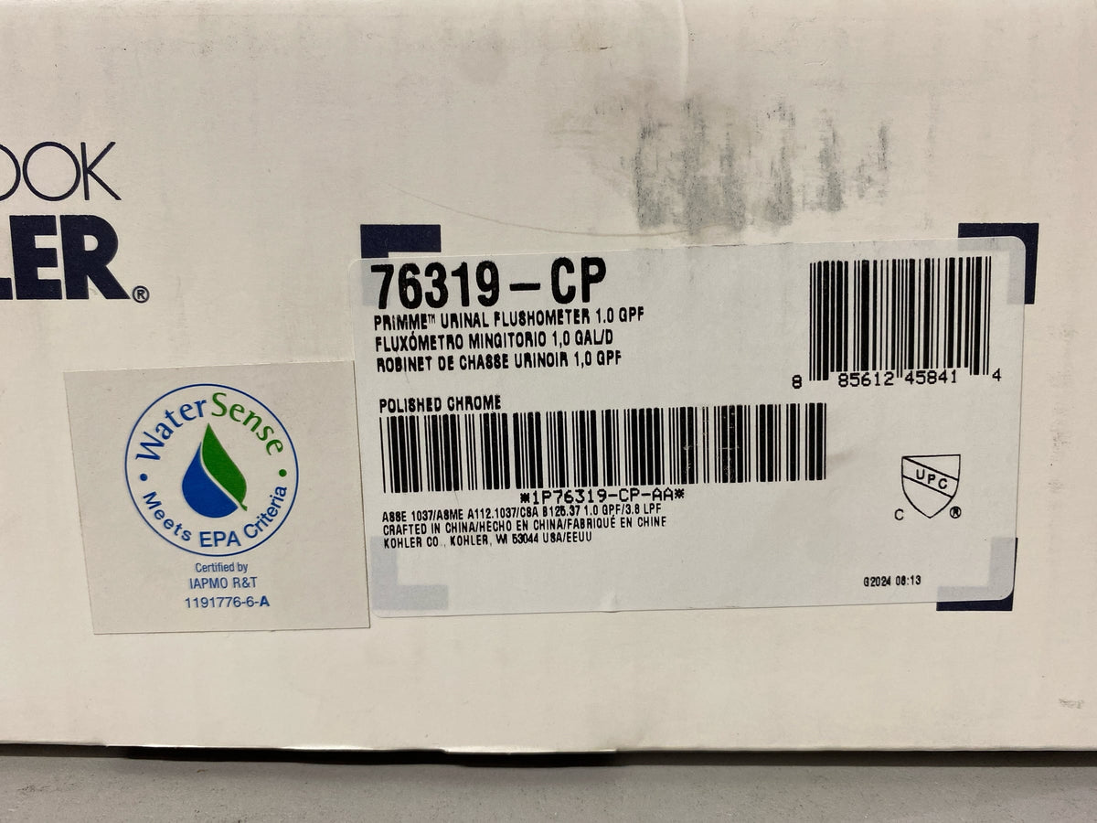 Kohler K-76319-CP Primme 1 GPM Manual Urinal Flushometer - Polished Chrome