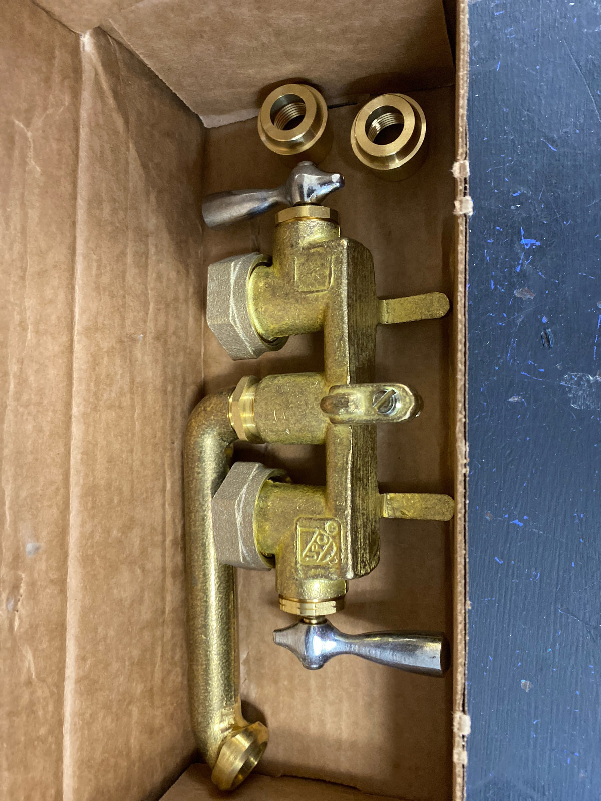 Gerber G0049535 Classics 2.2 GPM Deck Mounted Double Handle Utility Faucet with Metal Handles - Rough Brass