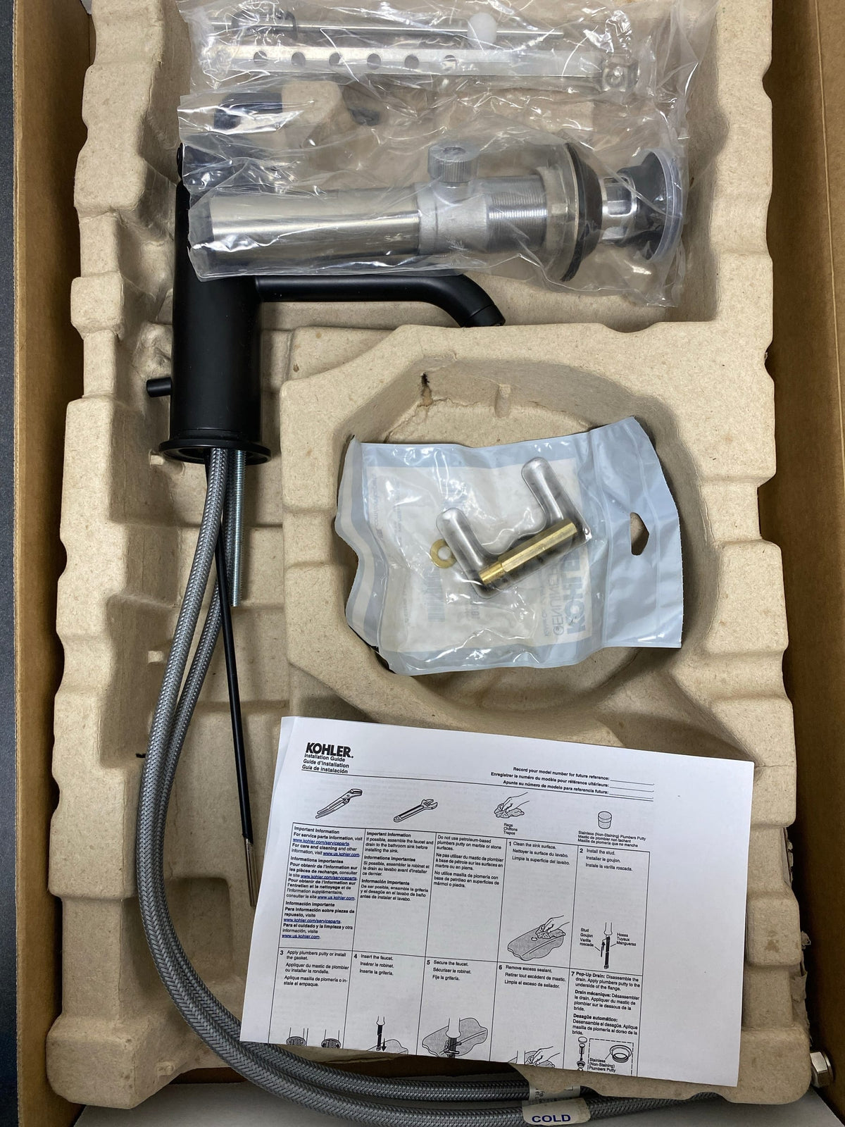 Kohler K-14402-4A-BL Purist 1.2 GPM Single Hole Bathroom Faucet with Pop-Up Drain Assembly - Matte Black