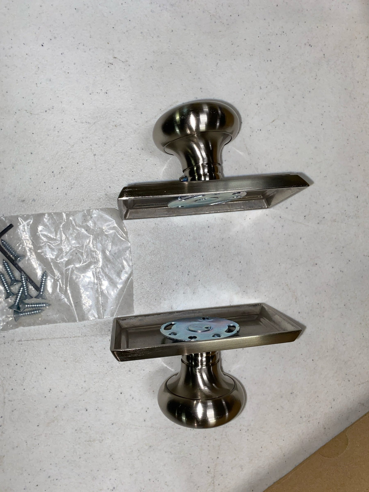 Emtek 8521PUS15 Providence Non-Turning Two-Sided Dummy Door Knob Set with Rectangular Rose from the Brass Classic Collection - Satin Nickel