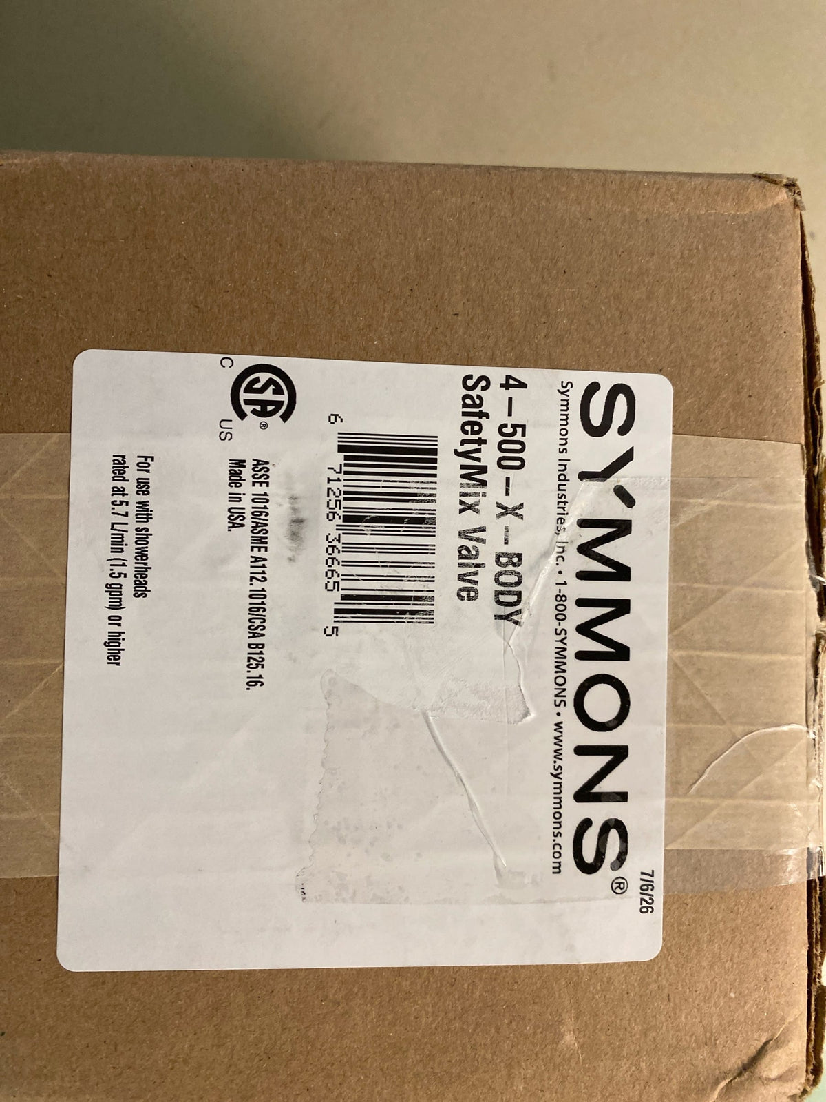 Symmons 4-500-X-BODY Safetymix Pressure Balanced Rough-in - N/A
