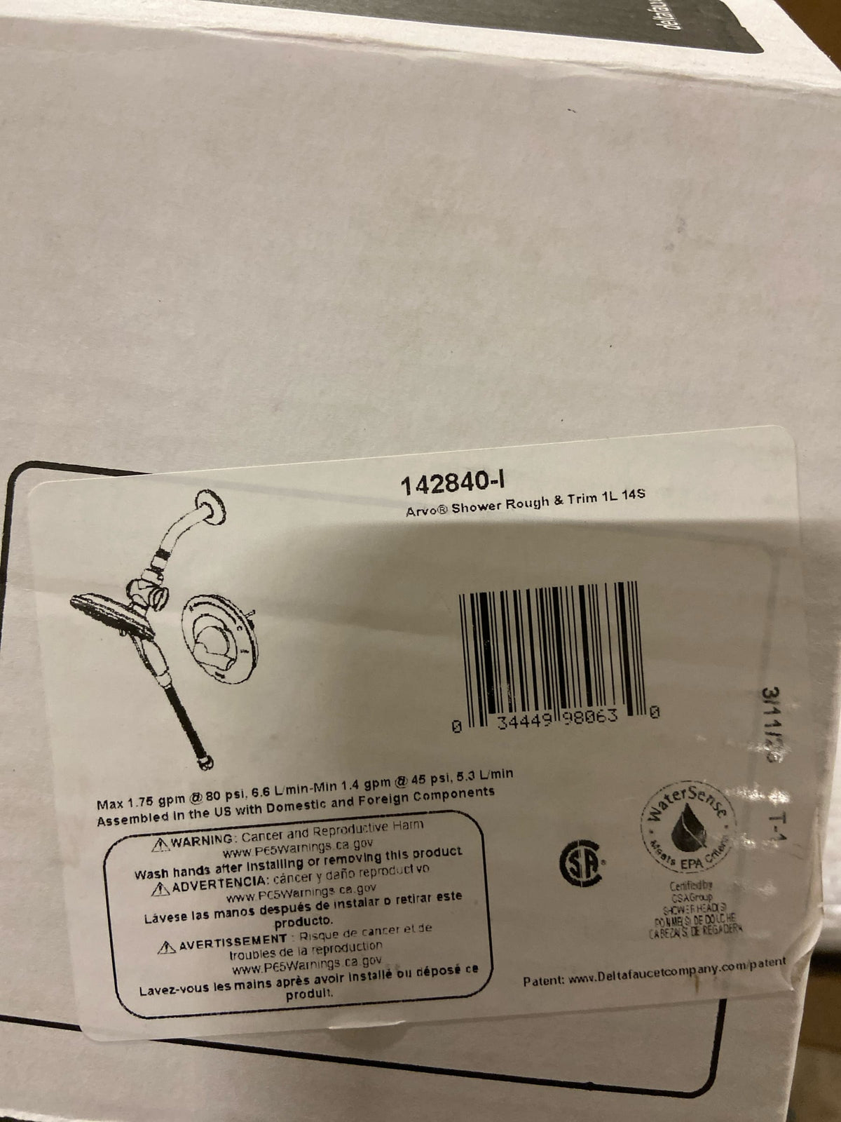 Delta 142840-I Arvo Pressure Balanced Shower System with Shower Head, Hand Shower, Shower Arm, Hose, and Valve Trim - Chrome