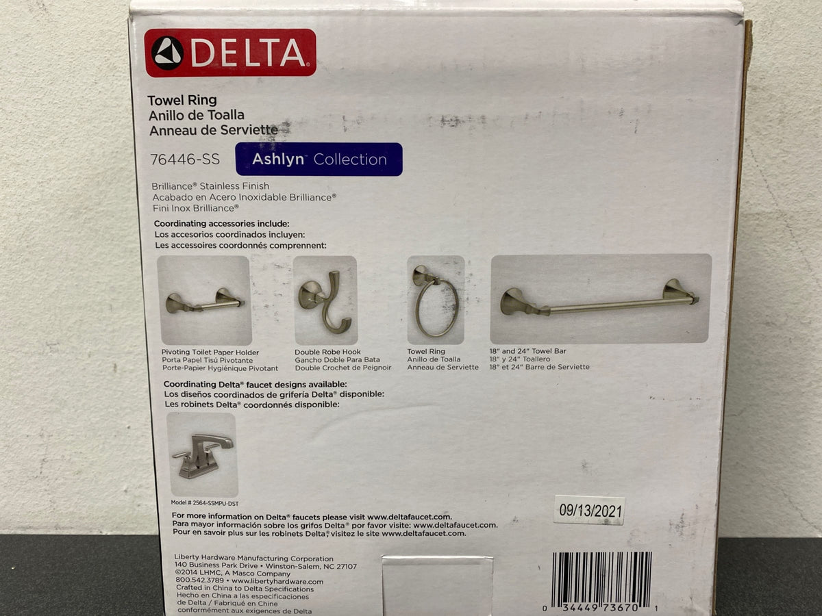 Delta 76446-SS Ashlyn 6-3/8" Wall Mounted Towel Ring - Brilliance Stainless