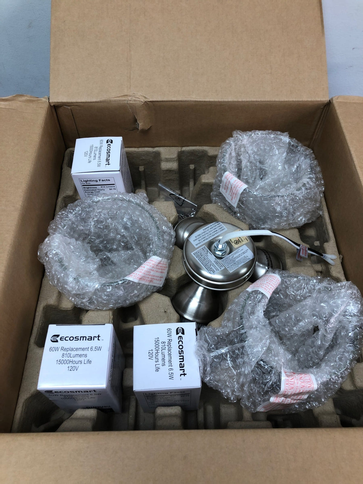 Hampton bay 52250 Rockport Universal 3-Light Brushed Nickel Ceiling Fan LED Light Kit