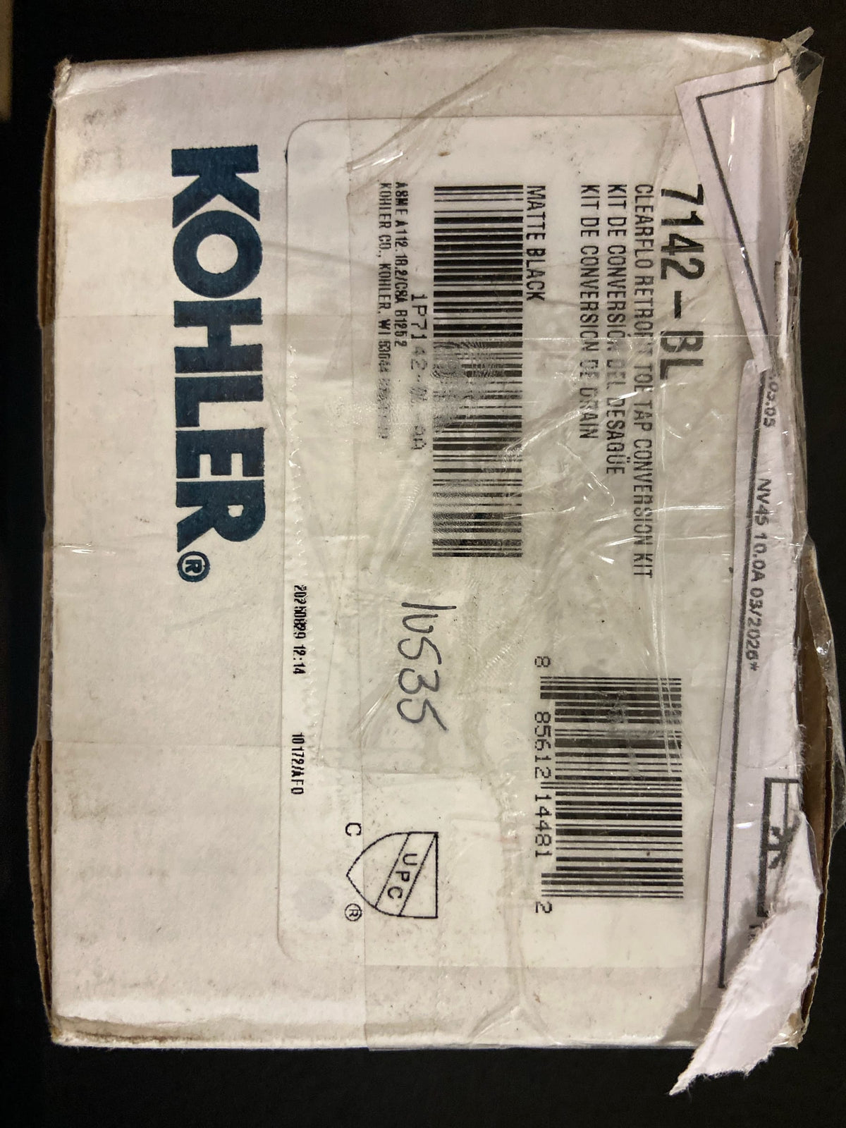 KOHLER K-7142-BL Clearflo Retrofit Toe-Tap Conversion Kit, Repair Existing Clearflo Bath Drain, Bath Upgrade, Matte Black