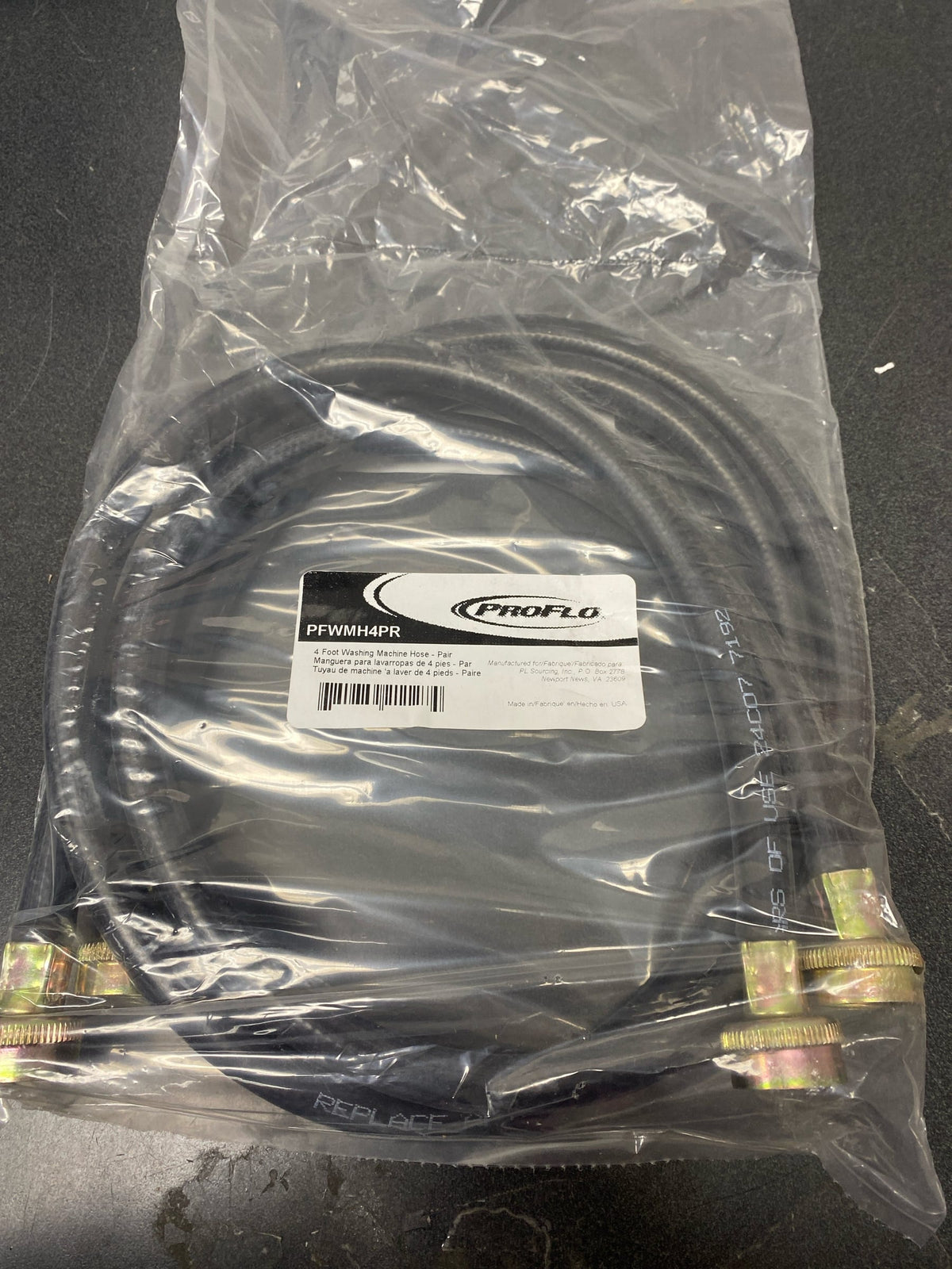 PROFLO PFWMH4PR 48" Pair Rubber Washing Machine Hoses - Black