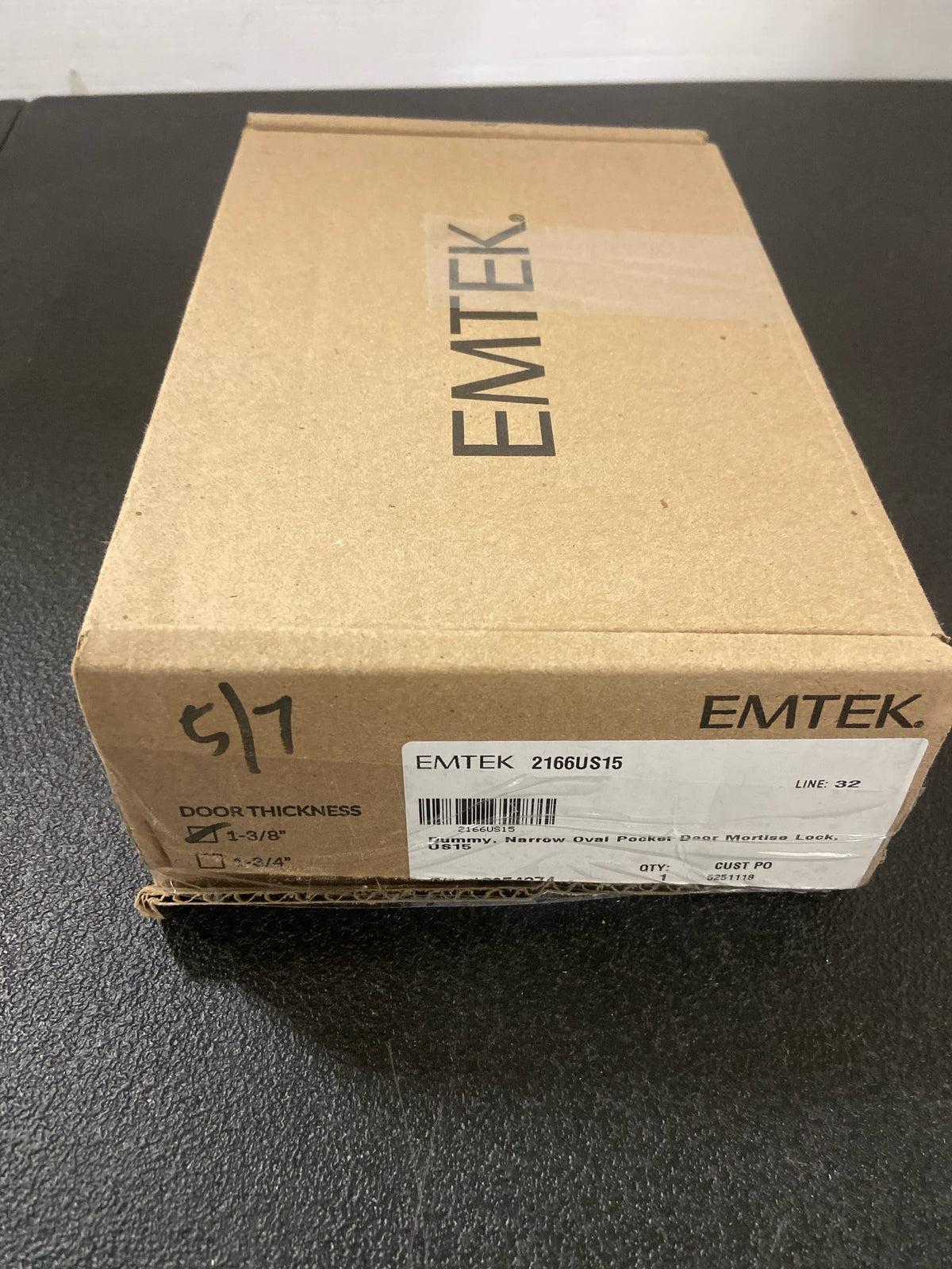 Emtek 2166US15138 Narrow Oval 7-1/4 Inch Tall Inactive Dummy Mortise Pocket Door Pull for 1-3/8" Thick Doors - Satin Nickel