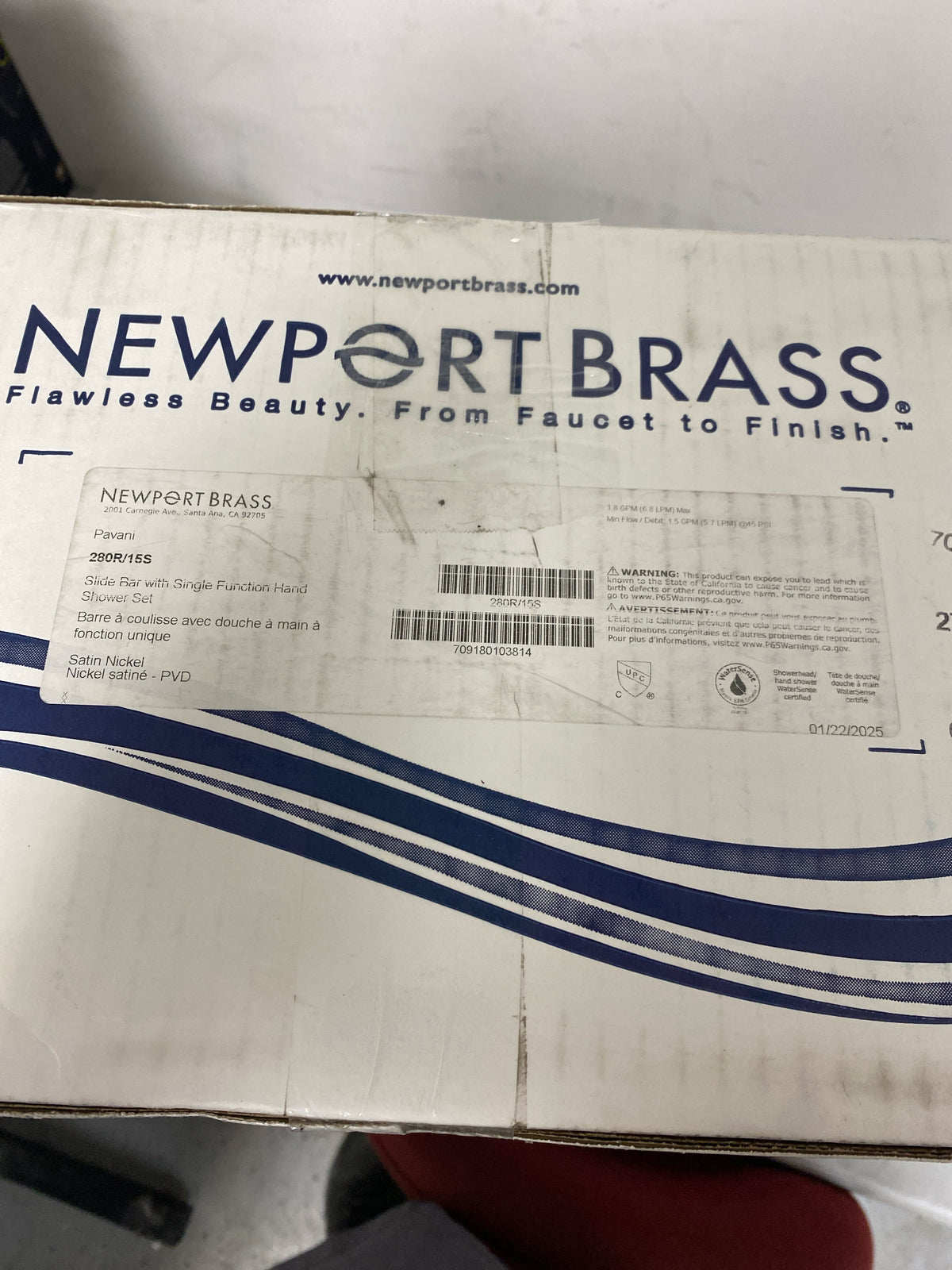 Newport Brass 280R/15S NWP Tub & Shower 1.8 GPM Single Function Hand Shower - Includes Hose and Wall Supply - Satin Nickel
