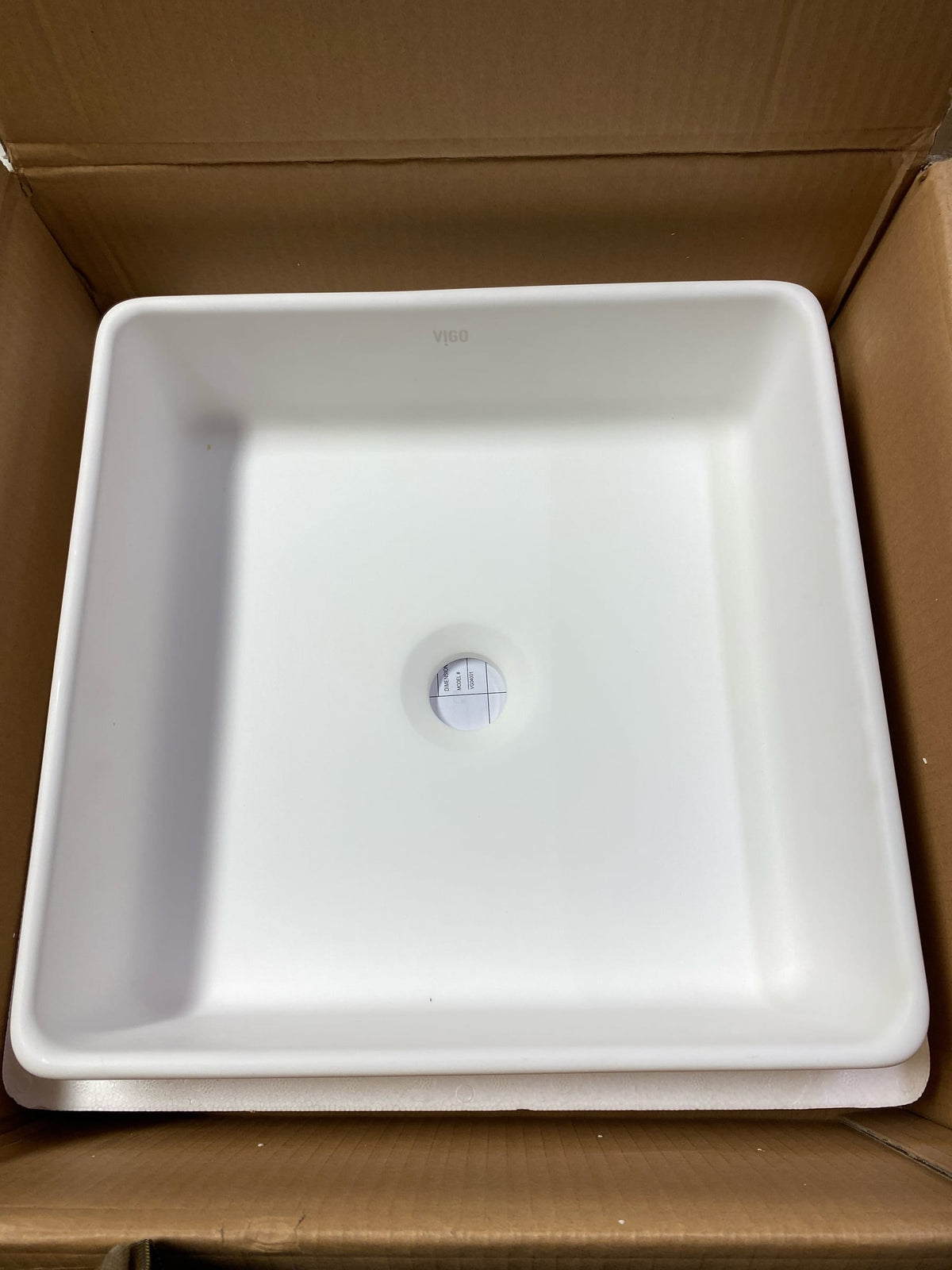 Vigo VG04001 Dianthus 15" L x 15" W x 5" H Square Stone Composite Vessel Bathroom Sink - White