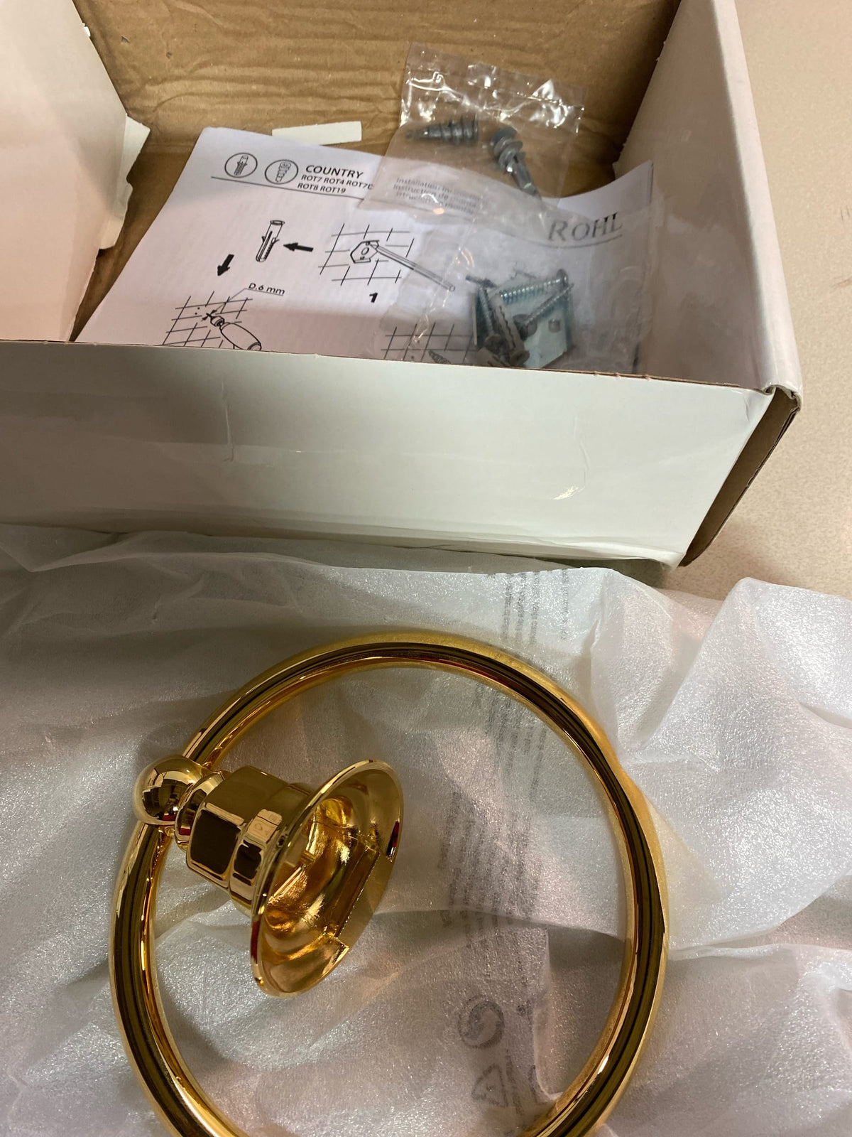 Rohl ROT4IB Acqui 6-1/4" Wall Mounted Towel Ring - Italian Brass