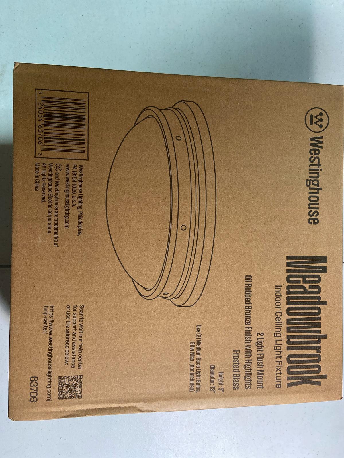 Westinghouse 6370600 Meadowbrook 2 Light 13" Wide LED Flush Mount Bowl Ceiling Fixture - Oil Rubbed Bronze / Highlights
