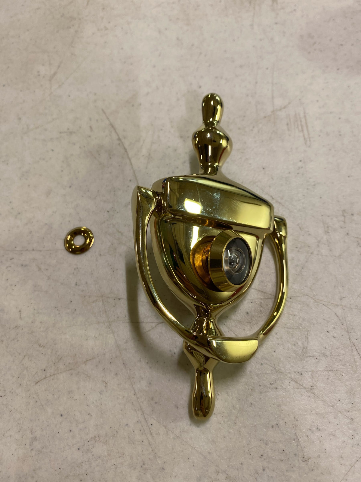 Deltana DKV630CR003 Traditional 6" Tall Urn Drop Bail Door Knocker with 180 Viewing Angle Peep - Polished Brass