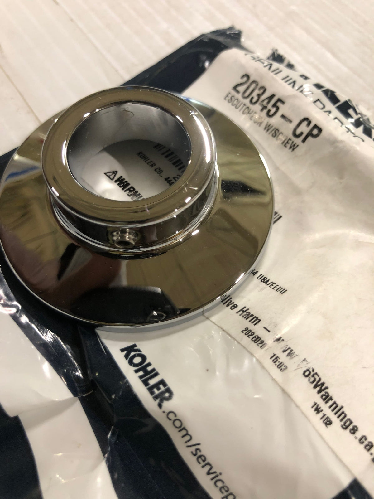Kohler K-20345-CP Replacement Flange and Set Screw - Polished Chrome