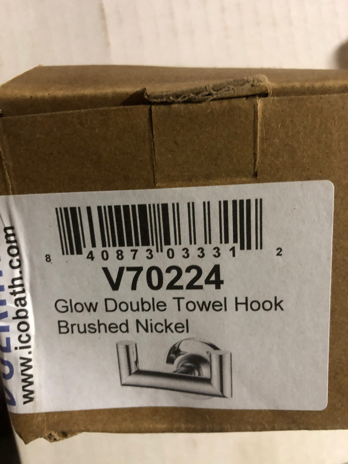 ICO Bath V70224 Glow Double Robe Hook - Brushed Nickel