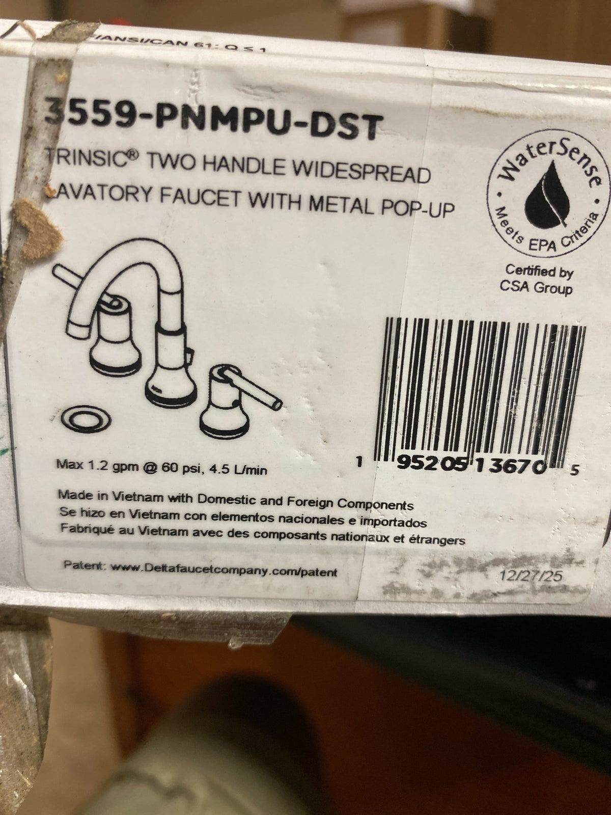 Delta 3559-PNMPU-DST Trinsic 8 in. Widespread 2-Handle Bathroom Faucet with Metal Drain Assembly in Polished Nickel