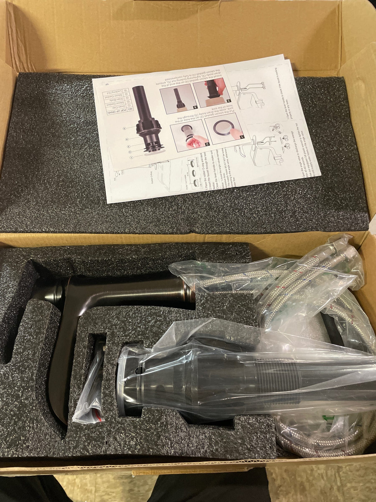 Aklfgn TPLT-033ORB Single Handle Single Hole Waterfall Bathroom Faucet with Deckplate Included in Oil Rubbed Bronze