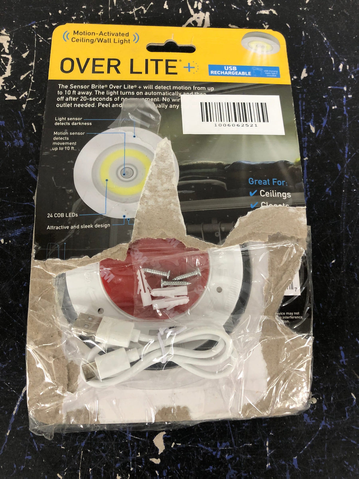 Sensor brite OVLR-QP48 Overhead Motion Activated LED Rechargeable Night Light