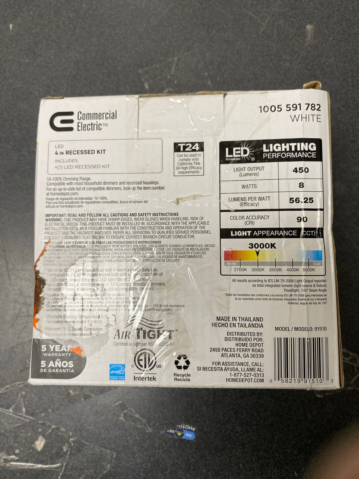 Commercial electric 91510 Box on Top Integrated LED 4 in Round Canless Recessed Light for Kitchen Bathroom Livingroom, White Soft White
