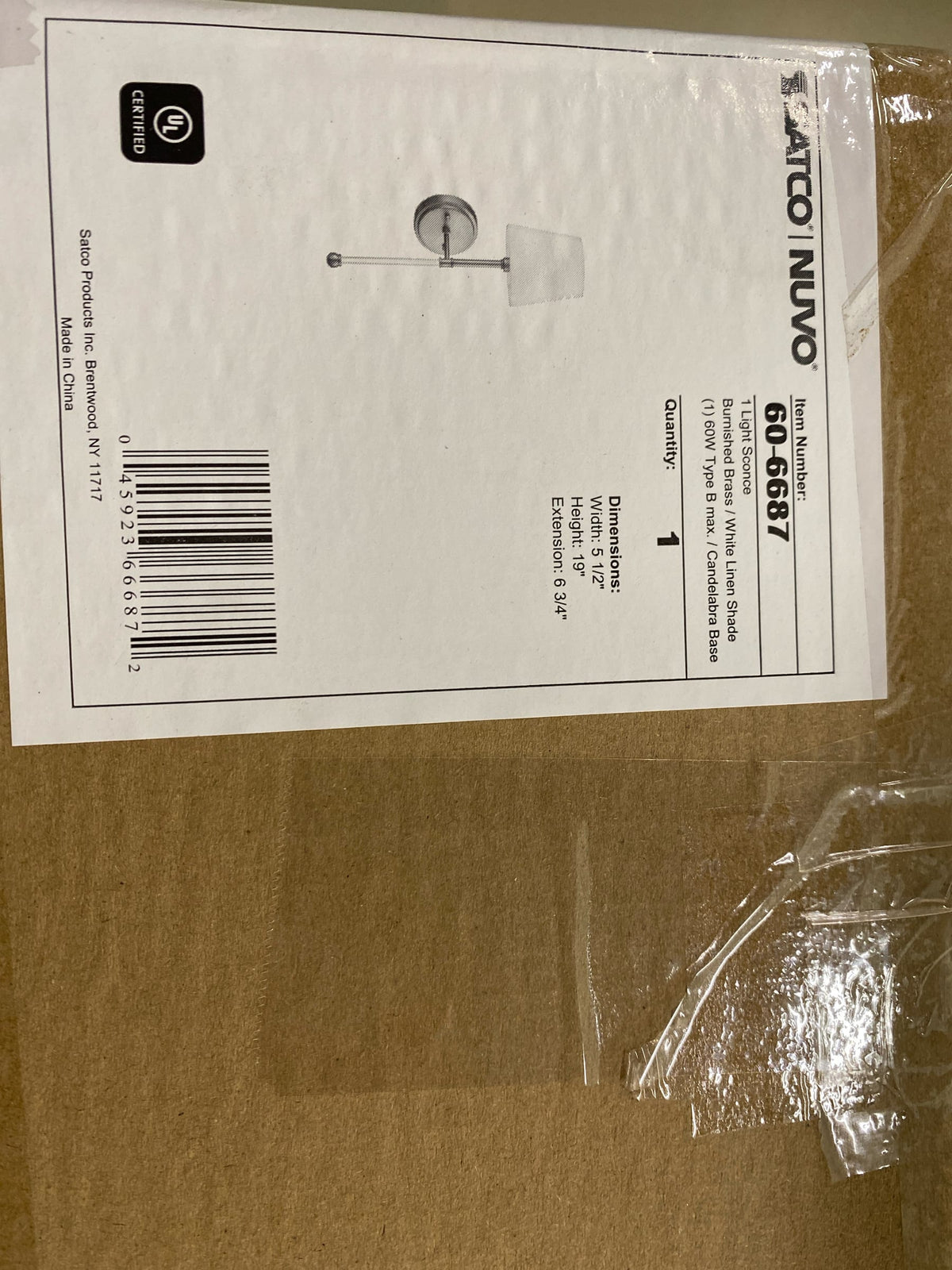 Nuvo Lighting 60/6687 Olmsted 19" Tall Bathroom Sconce - Burnished Brass / White