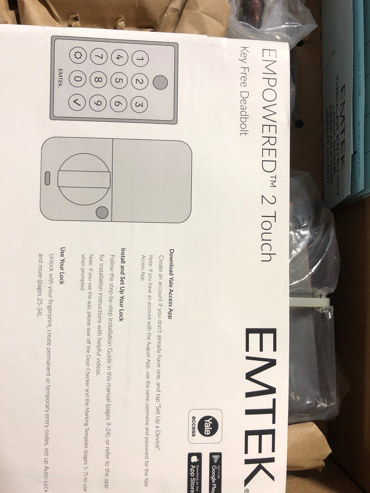 Emtek EMP21216MELHUS10B Empowered 2 Hamden Left Handed Sectional Electronic Touchpad/Fingerprint Key Free Entry Handleset with Merrimack Interior Lever and Bluetooth/WiFi - Oil Rubbed Bronze