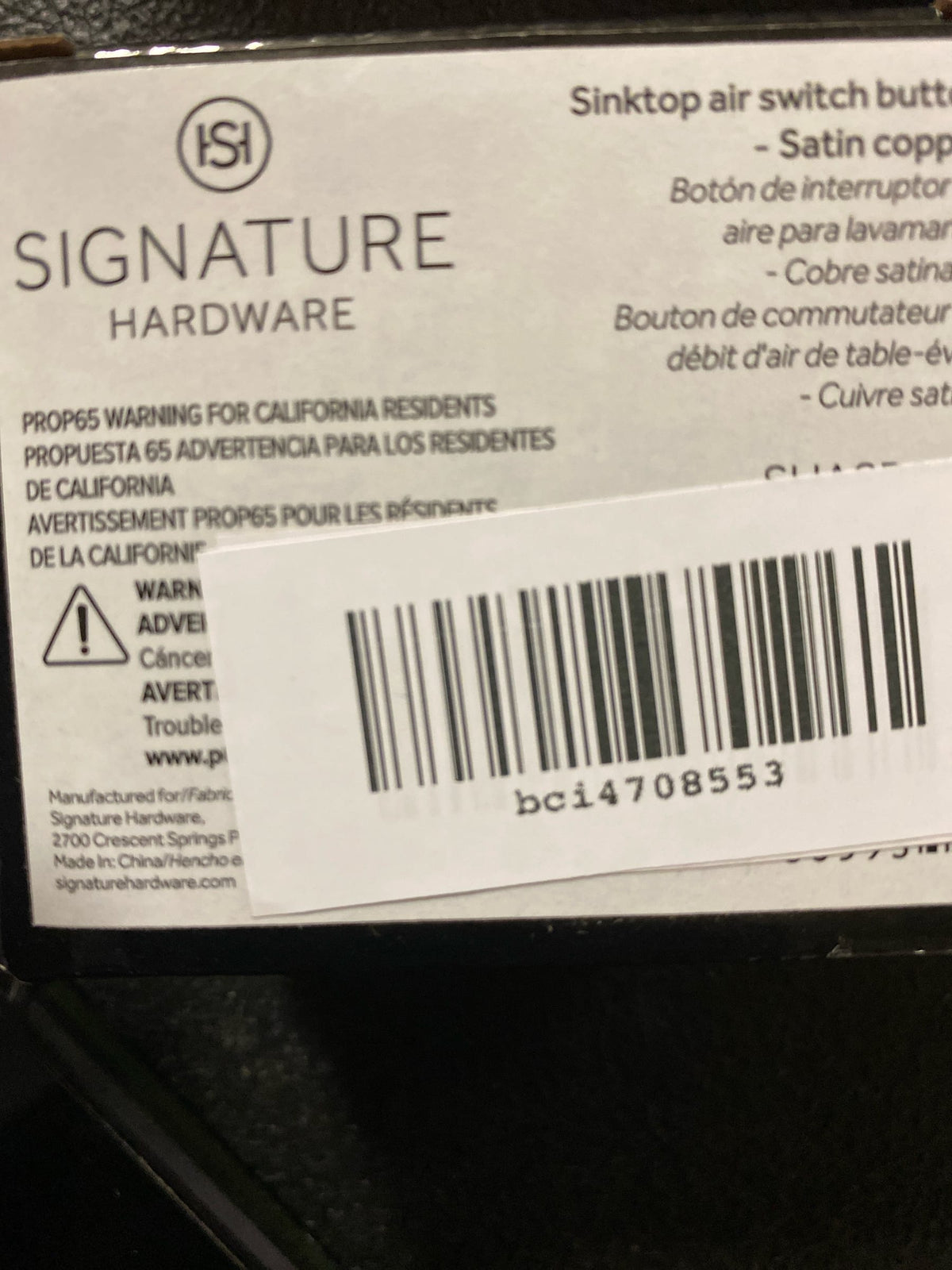 Signature Hardware SHASB2AC Air Switch Button - Satin Copper