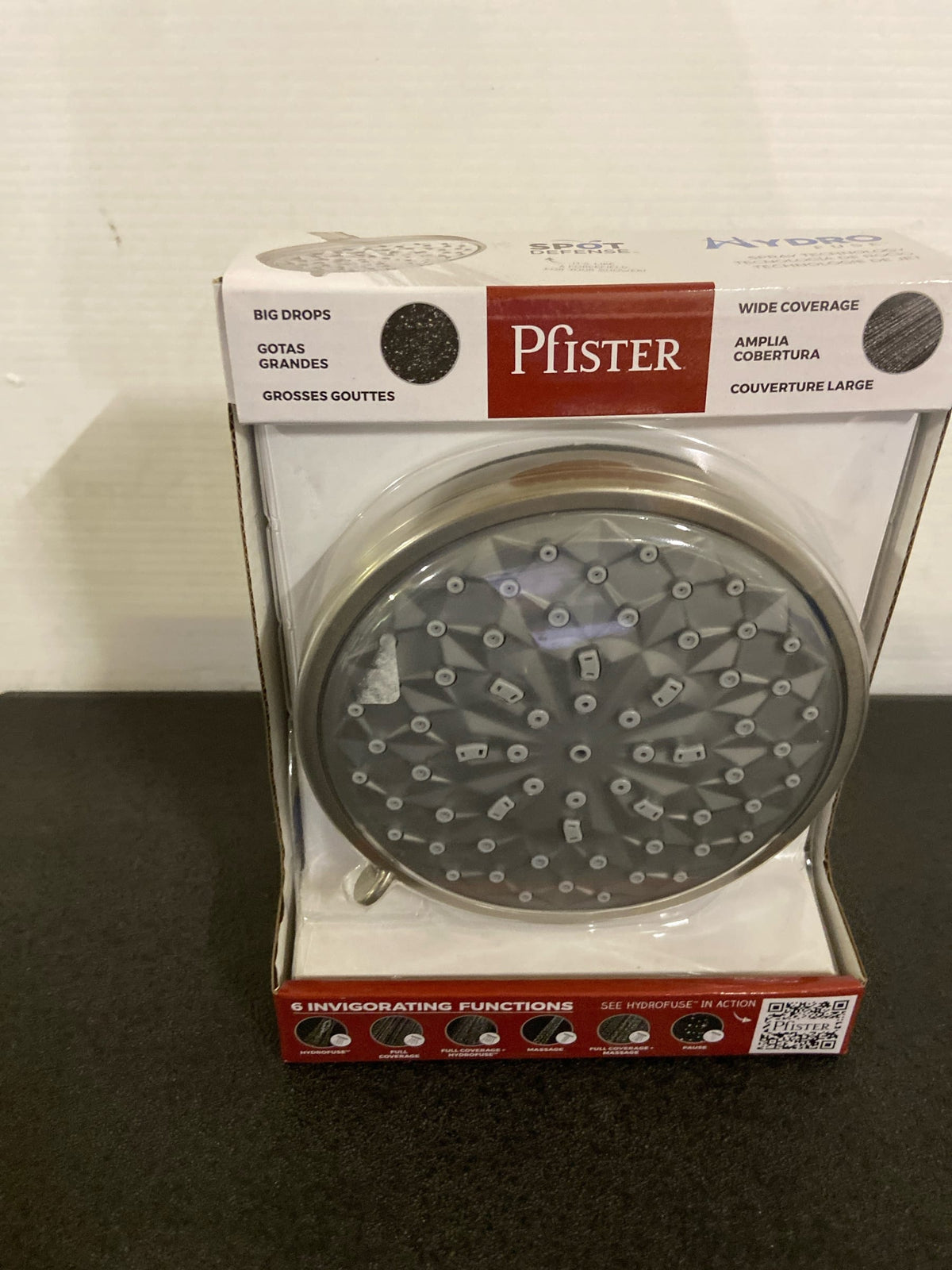 Pfister HydroFuse Shower Head, Shower Arm Not Included, 6-Function, 2.5 GPM, Spot Defense Brushed Nickel Finish, 015HF01GS