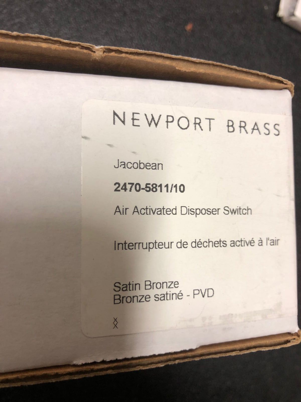 Newport Brass 2470-5811-10 Jacobean Air Activated Garbage Disposal Switch Kit - Satin Bronze (PVD)