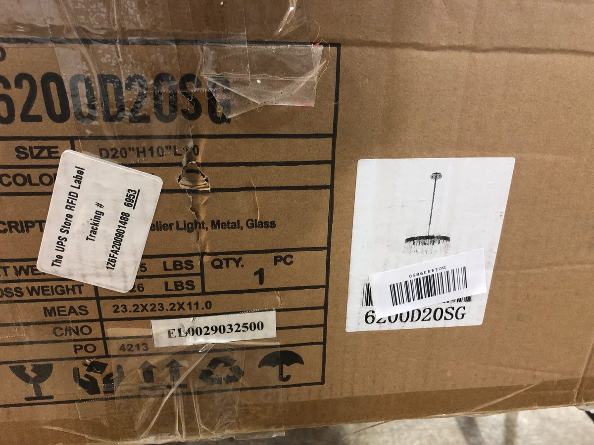 Elegant Lighting 6200D20SG Serephina 10 Light 20" Wide Crystal Pendant with Clear Crystal Accents - Satin Gold