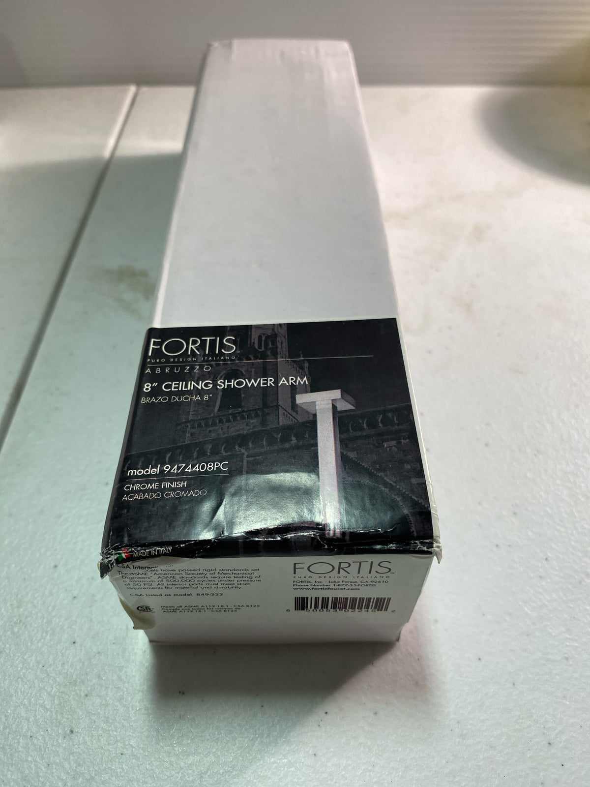 Fortis 9474408PC Abruzzo 7-7/8" Ceiling Mounted Shower Arm with Flange - Polished Chrome