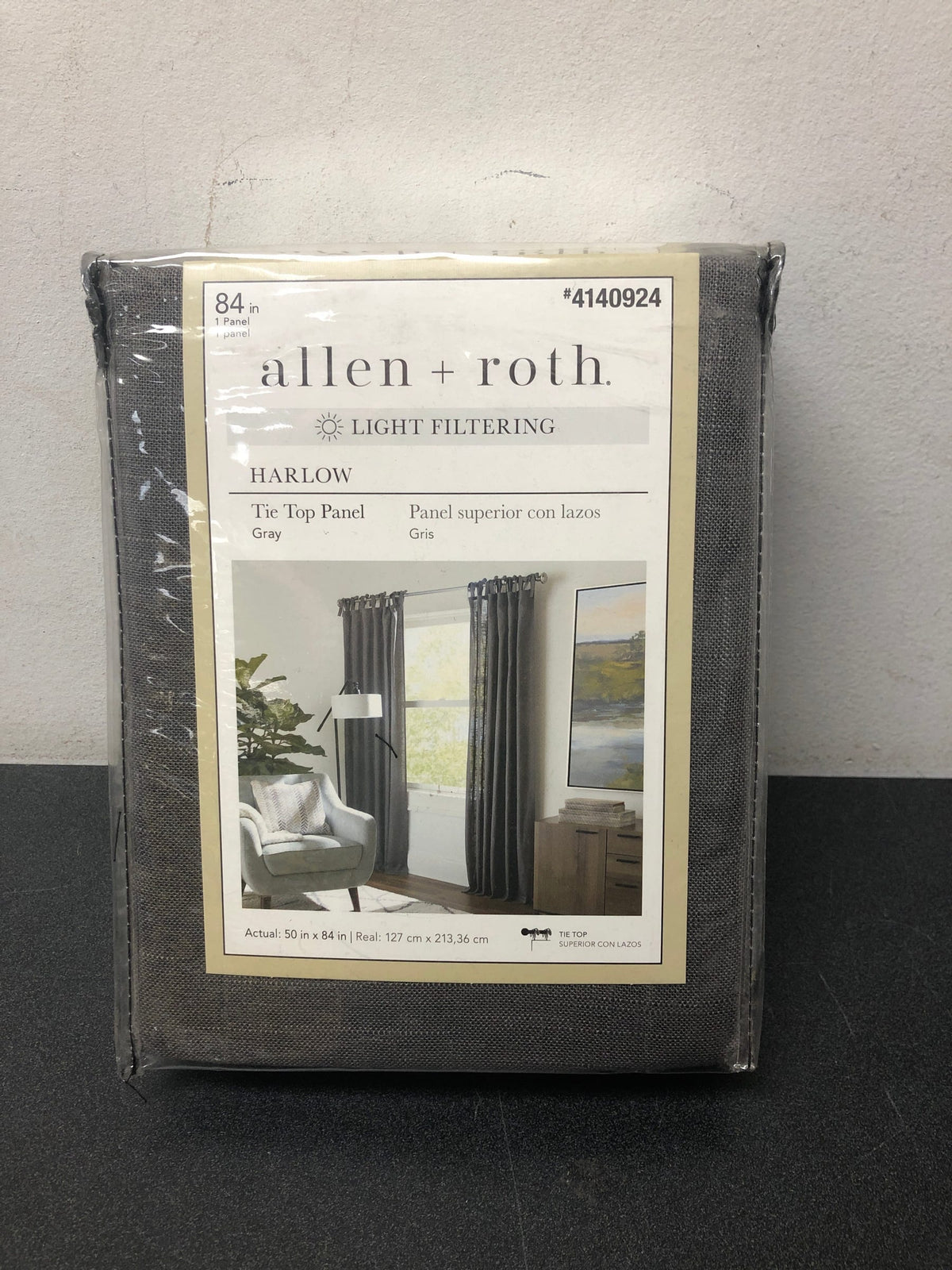 Allen+Roth Harlow Tie Top Panel Gray 50x84” 4140924