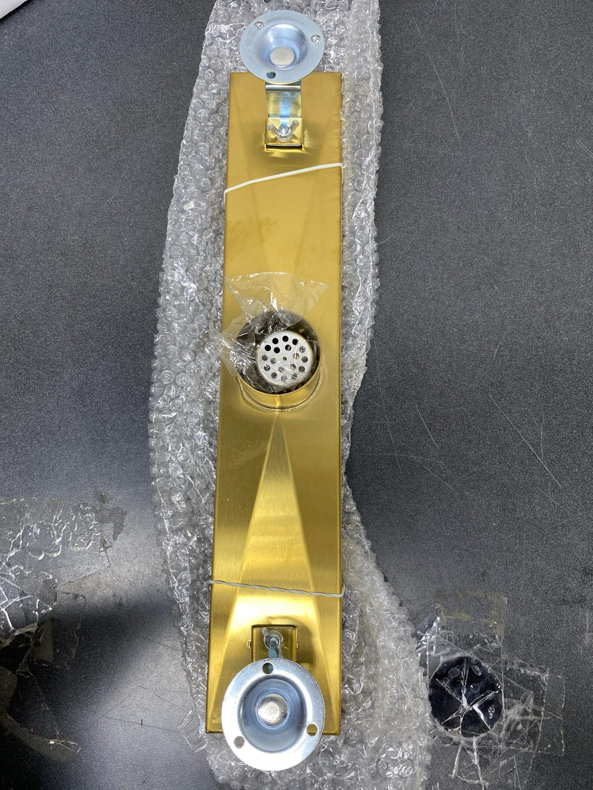 18" Carmen Linear Shower Drain - with Drain Flange - Polished Brass
