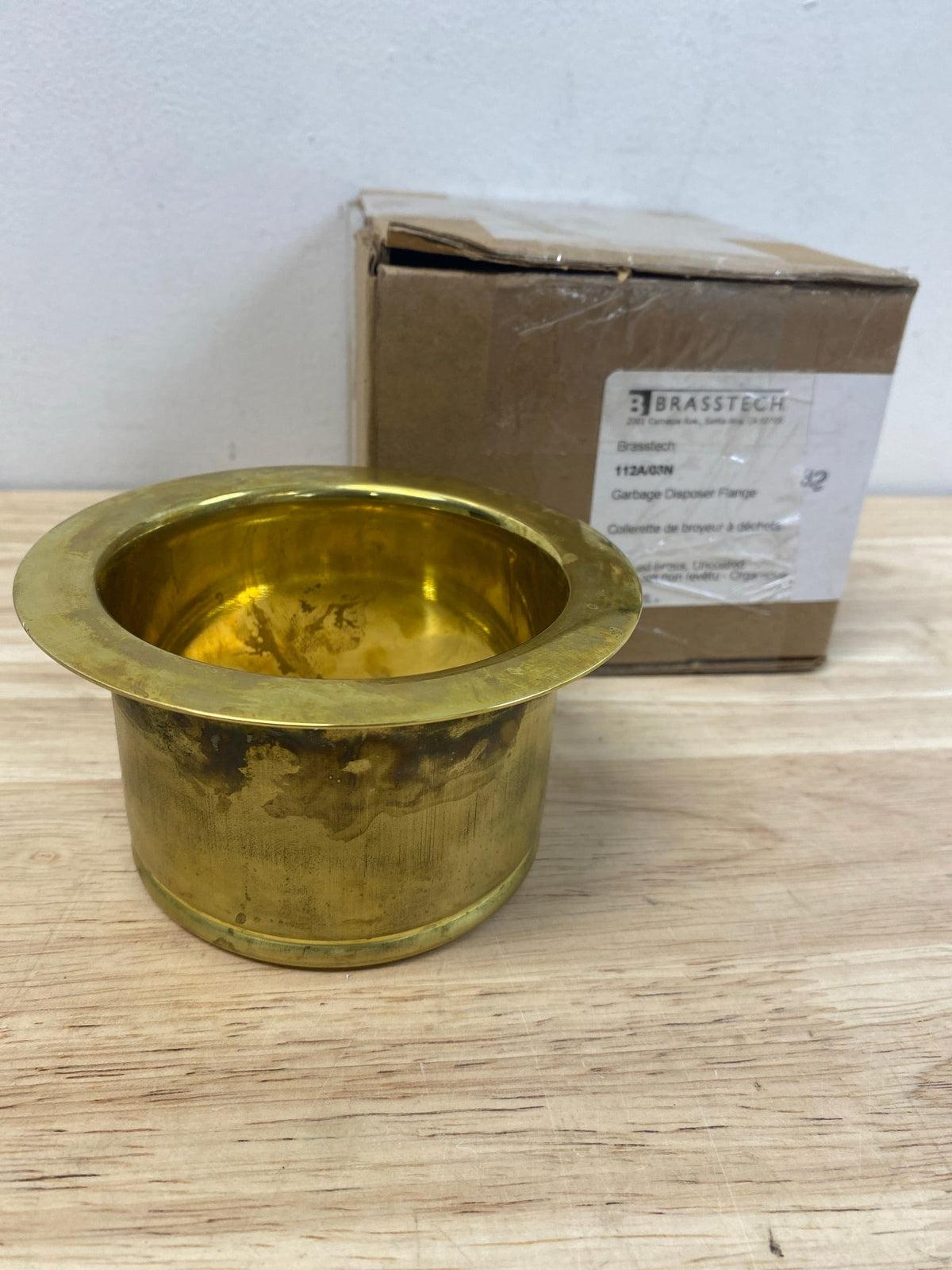 Brasstech 112A/03N Solid Brass Deep Garbage Disposal Flange - Uncoated Polished Brass (Living)