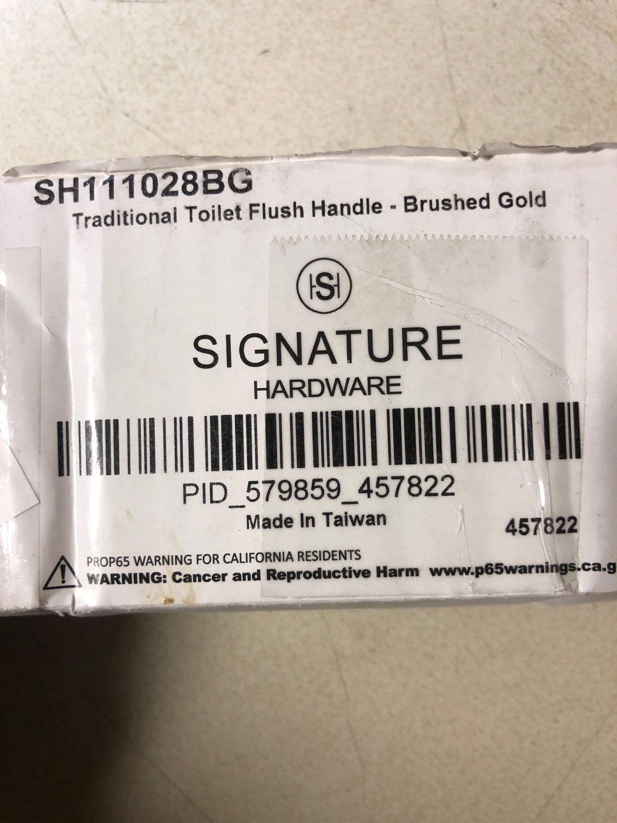 Signature Hardware SH111028BG Traditional Toilet Flush Handle - Brushed Gold