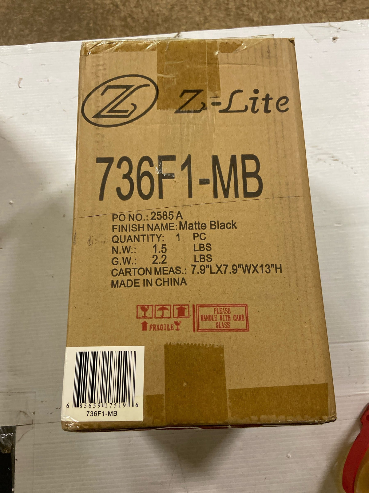Z-Lite 736F1-MB Vaughn 6" Wide Semi-Flush Ceiling Fixture - Matte Black