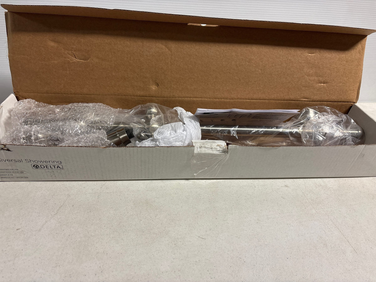 Delta 51308-SS 3-Spray Patterns 1.75 GPM 3.34 in. Wall Mount Handheld Shower Head with Slide Bar and H2Okinetic in Stainless Steel