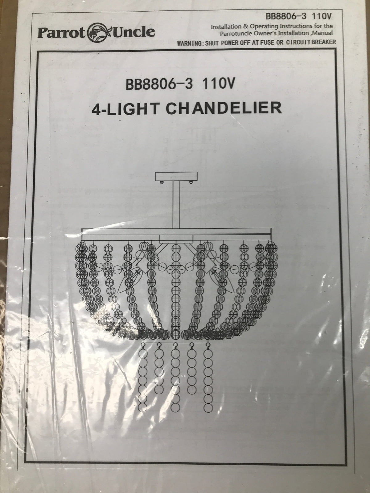 Flint garden BB8806-3110VFG 3-Light Modern Farmhouse Distressed White Wood Beaded Semi-Flush Mount
