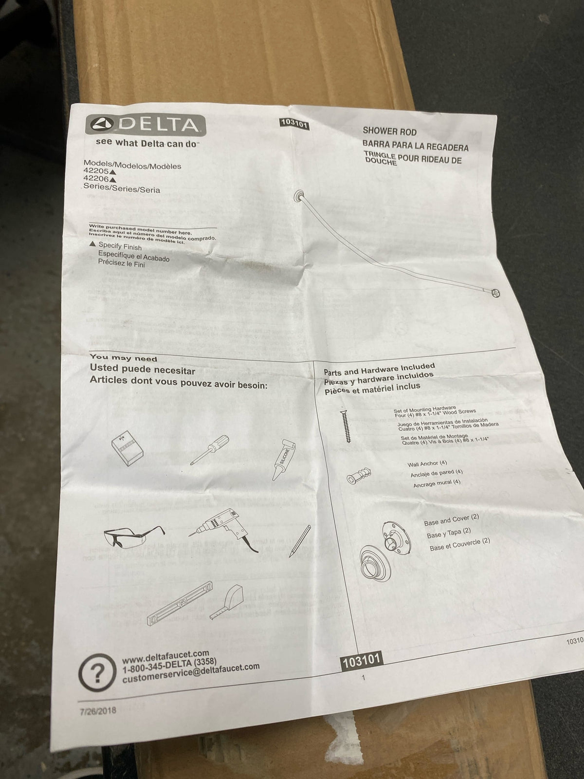 Delta 42206 Curved Wall Mounted Shower Curtain - Brilliance Stainless