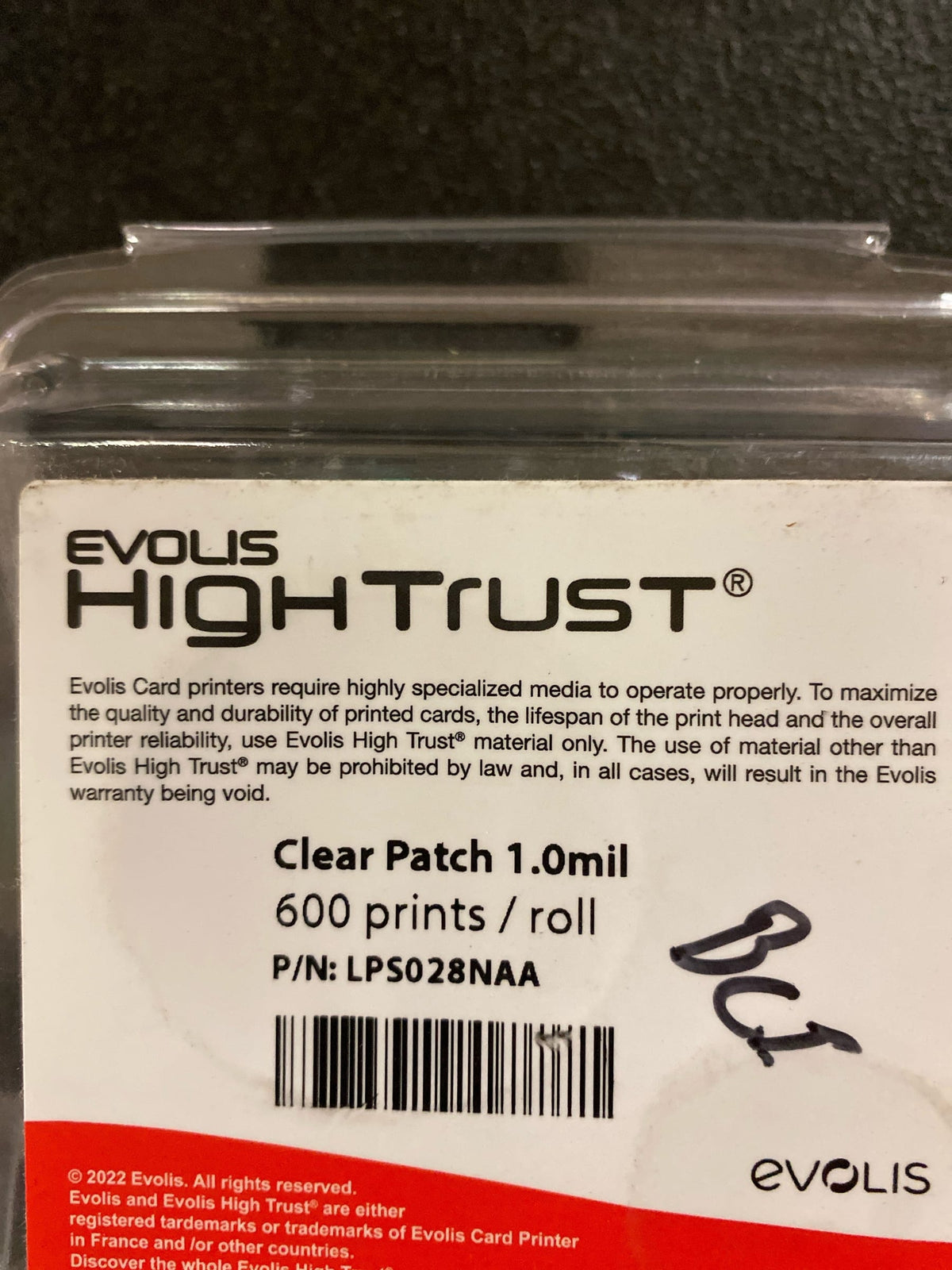 Evolis LPS028NAA Clear Patch 1.0 Mil Laminate