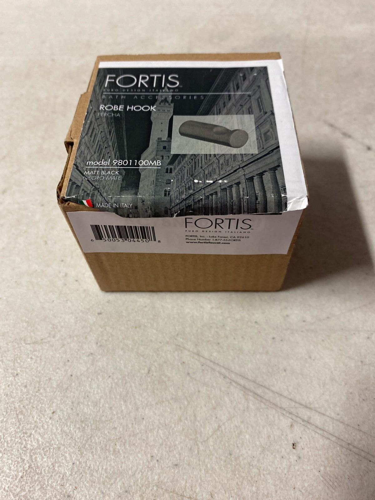 Fortis 9801100MB Uffizi Single Robe Hook - Matte Black