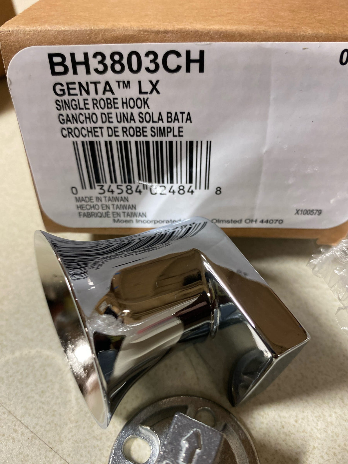 Moen BH3803CH Genta LX Single Robe Hook - Chrome